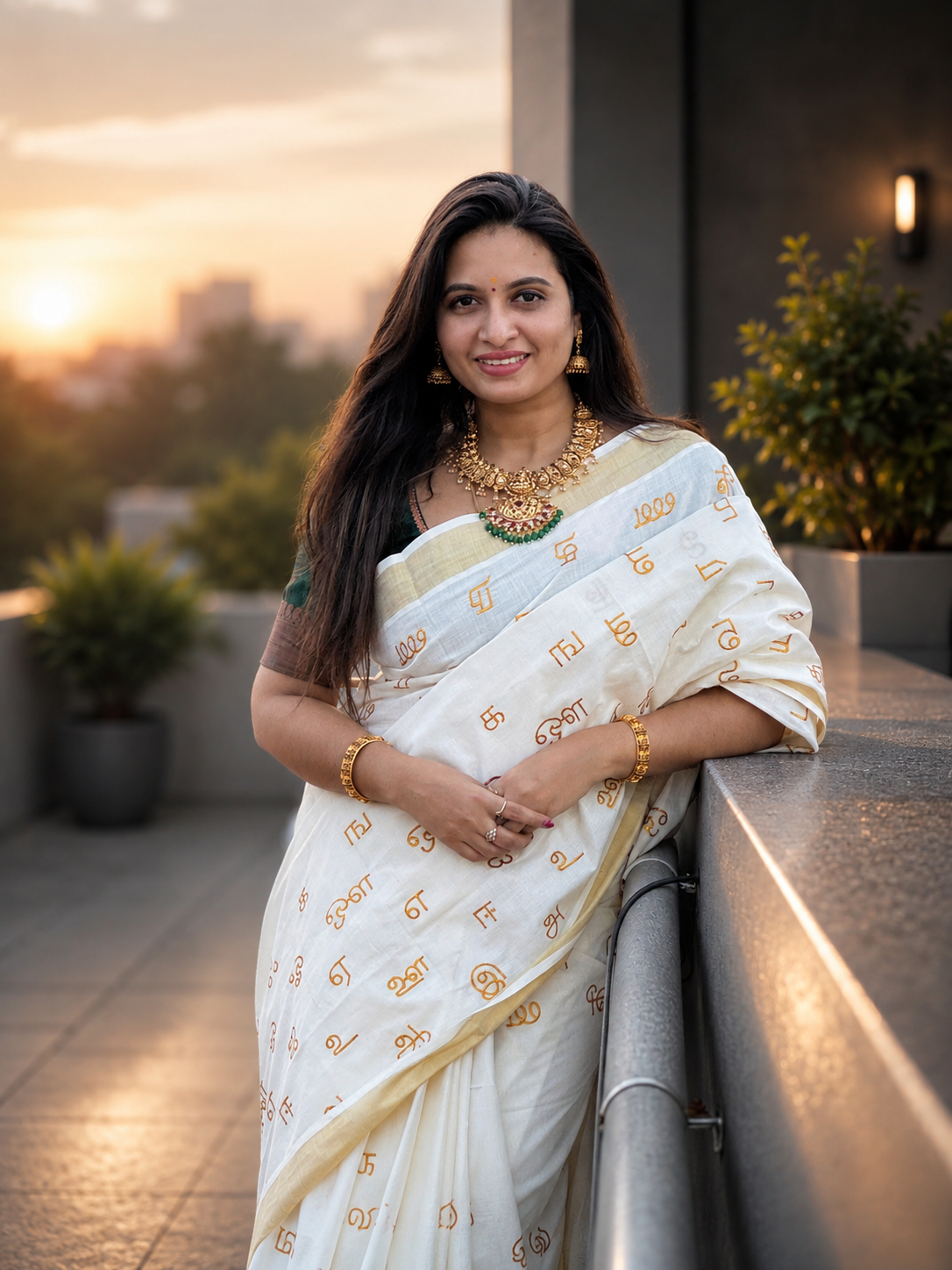 Tamil letters saree cotton embroidered saree