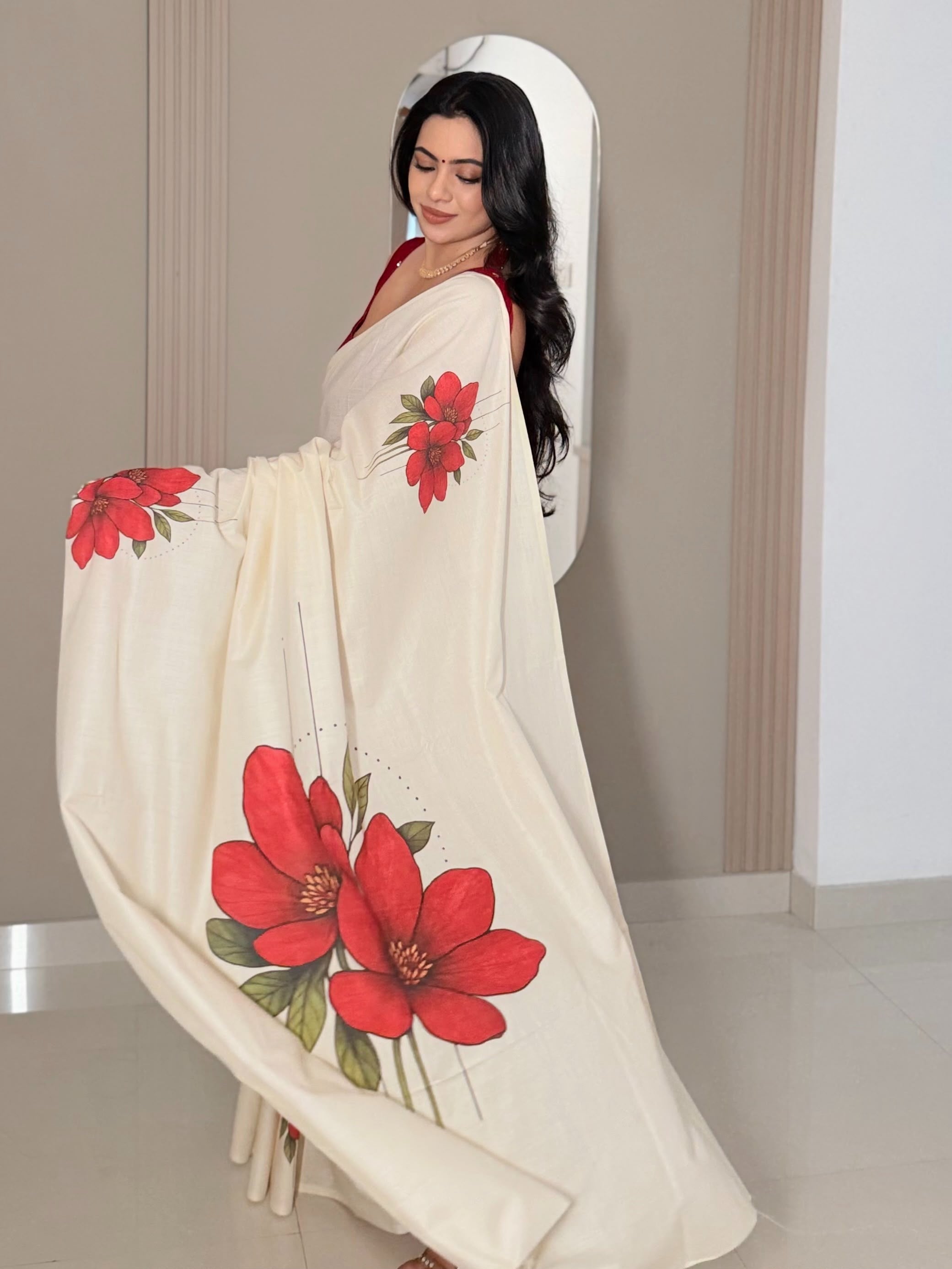 Red Blossom: Pure cotton digital printed