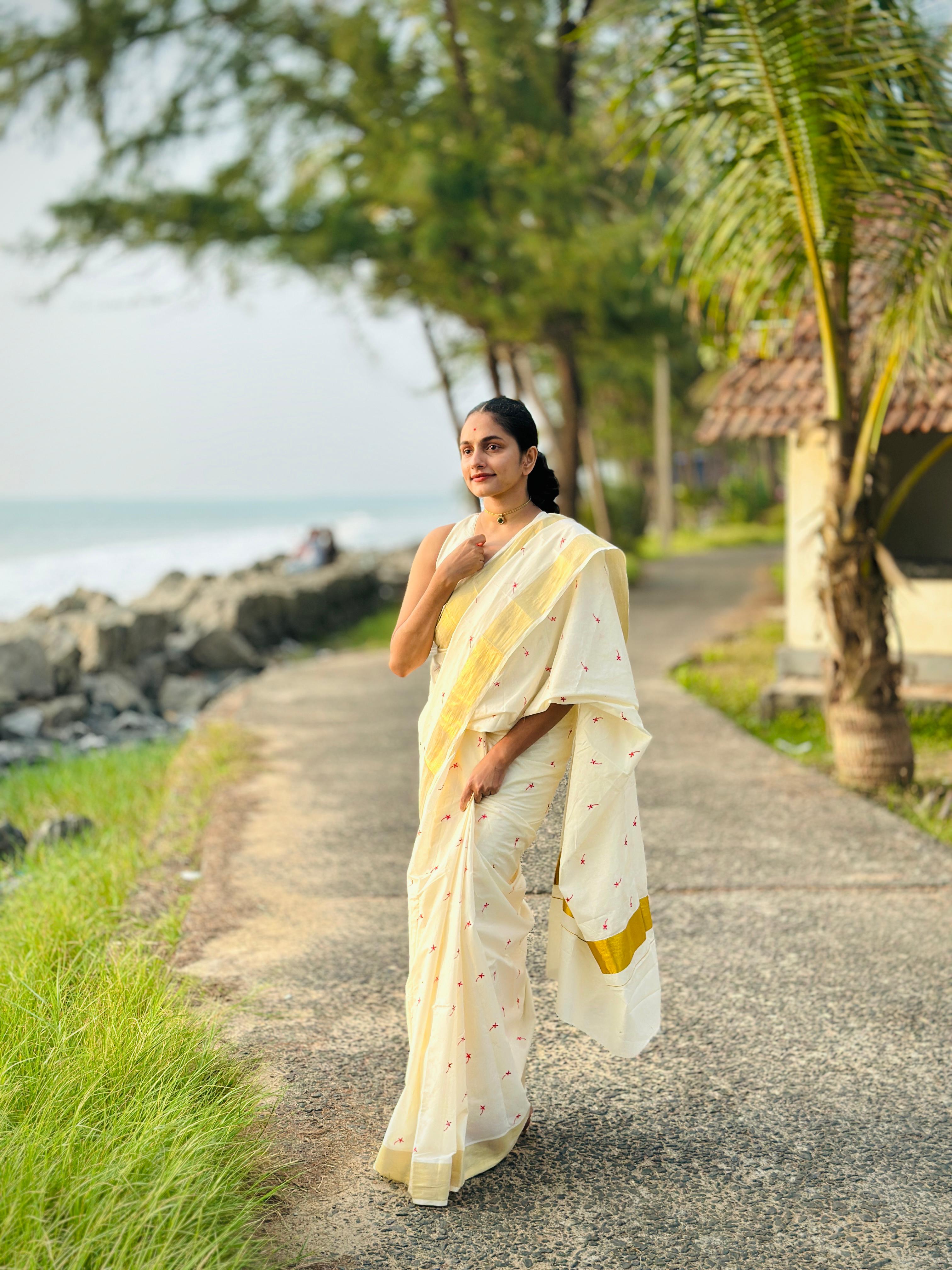Small techipoo embroidery saree