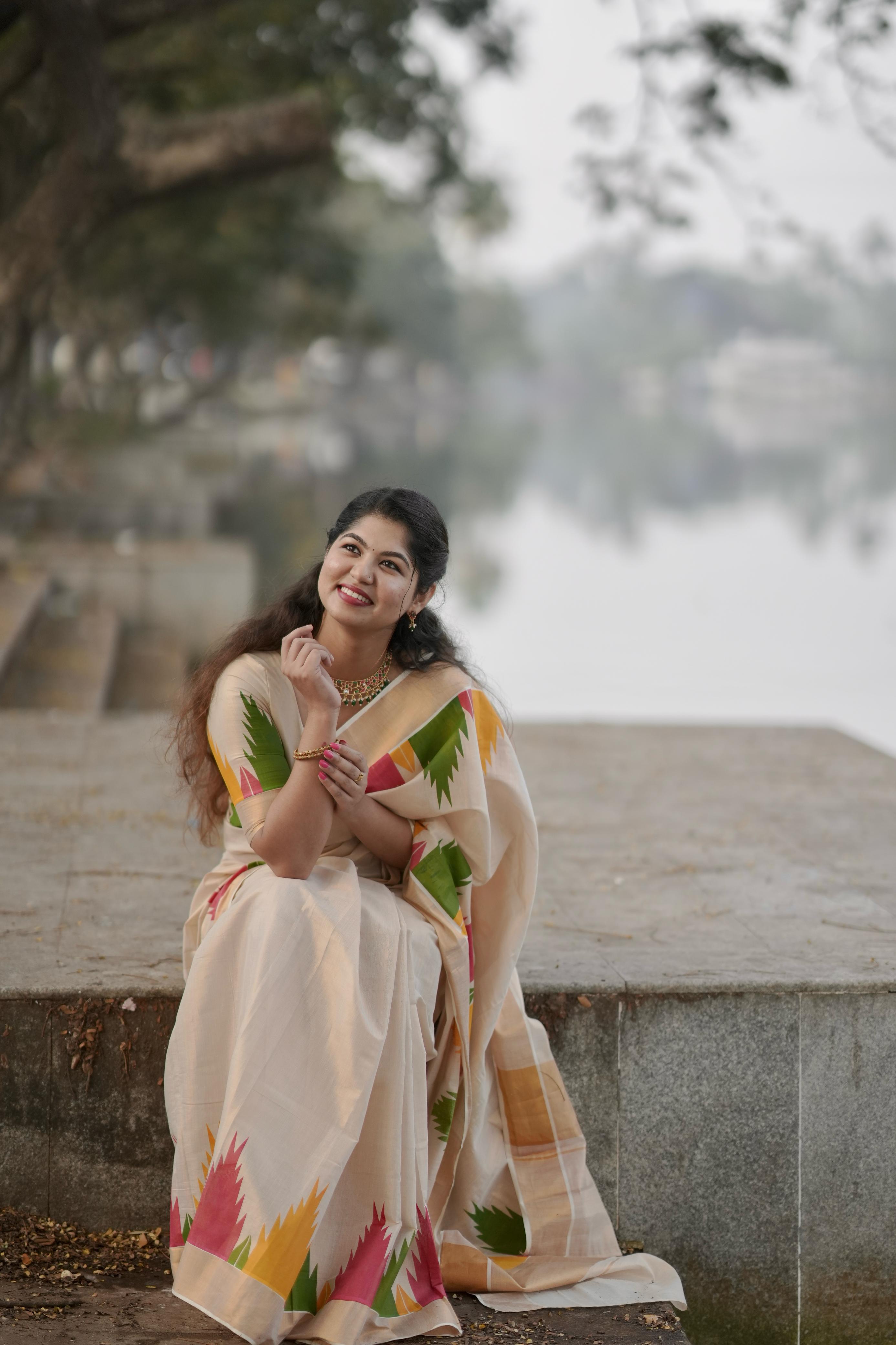 Gopuram : Multi colour Temple Golden tissue saree