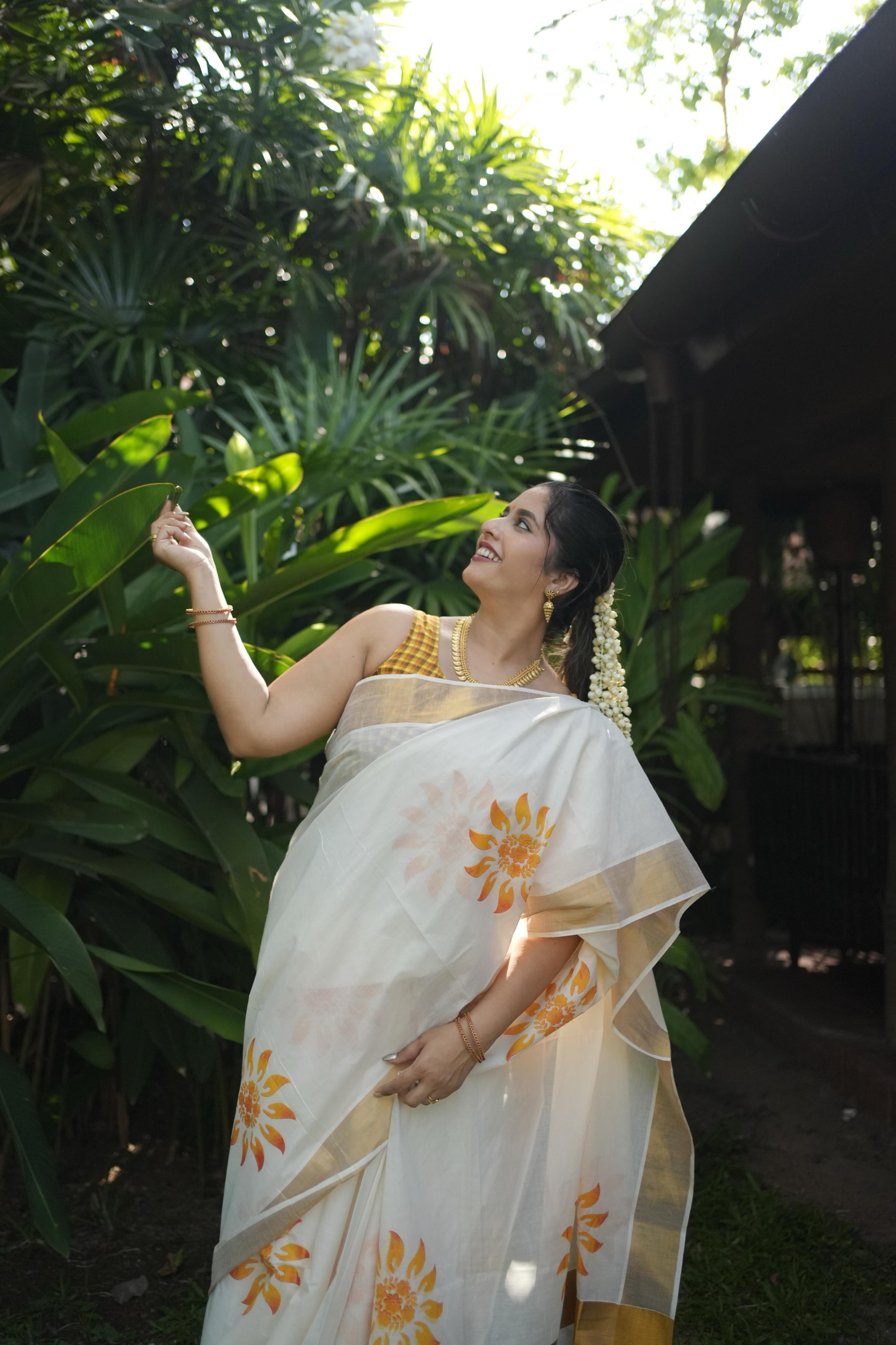 Suryakanthi: Sunflower Kerala Cotton Saree.