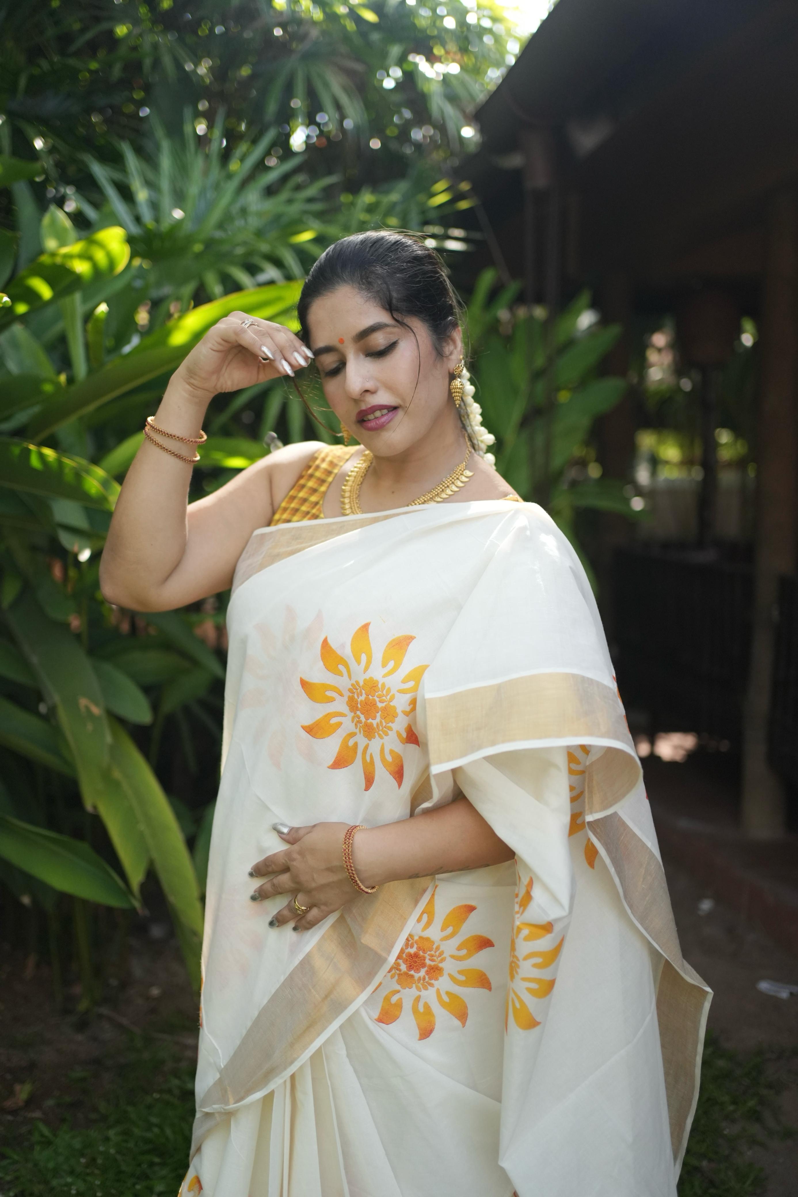 Suryakanthi: Sunflower Kerala Cotton Saree.