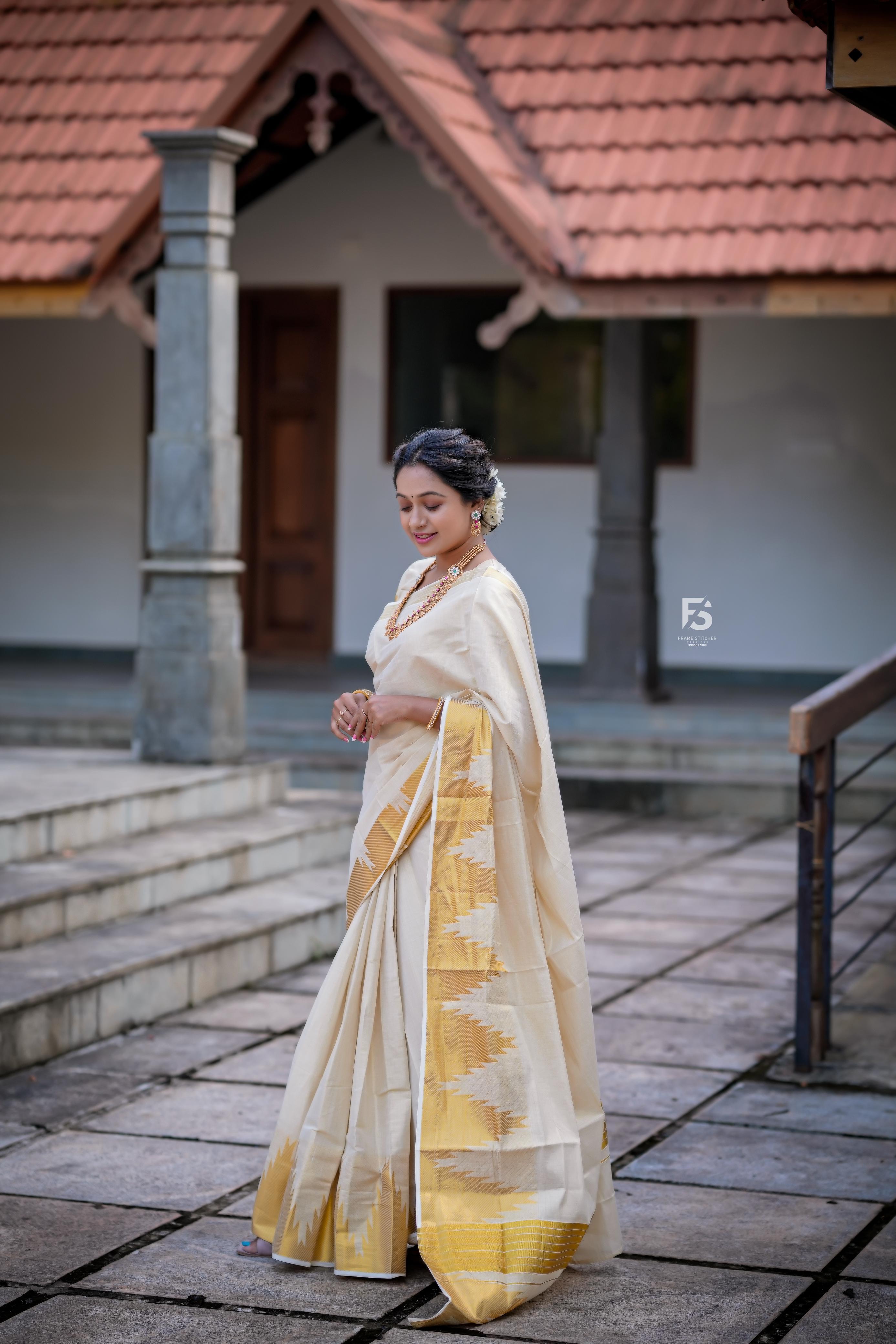 Golden foil round design saree