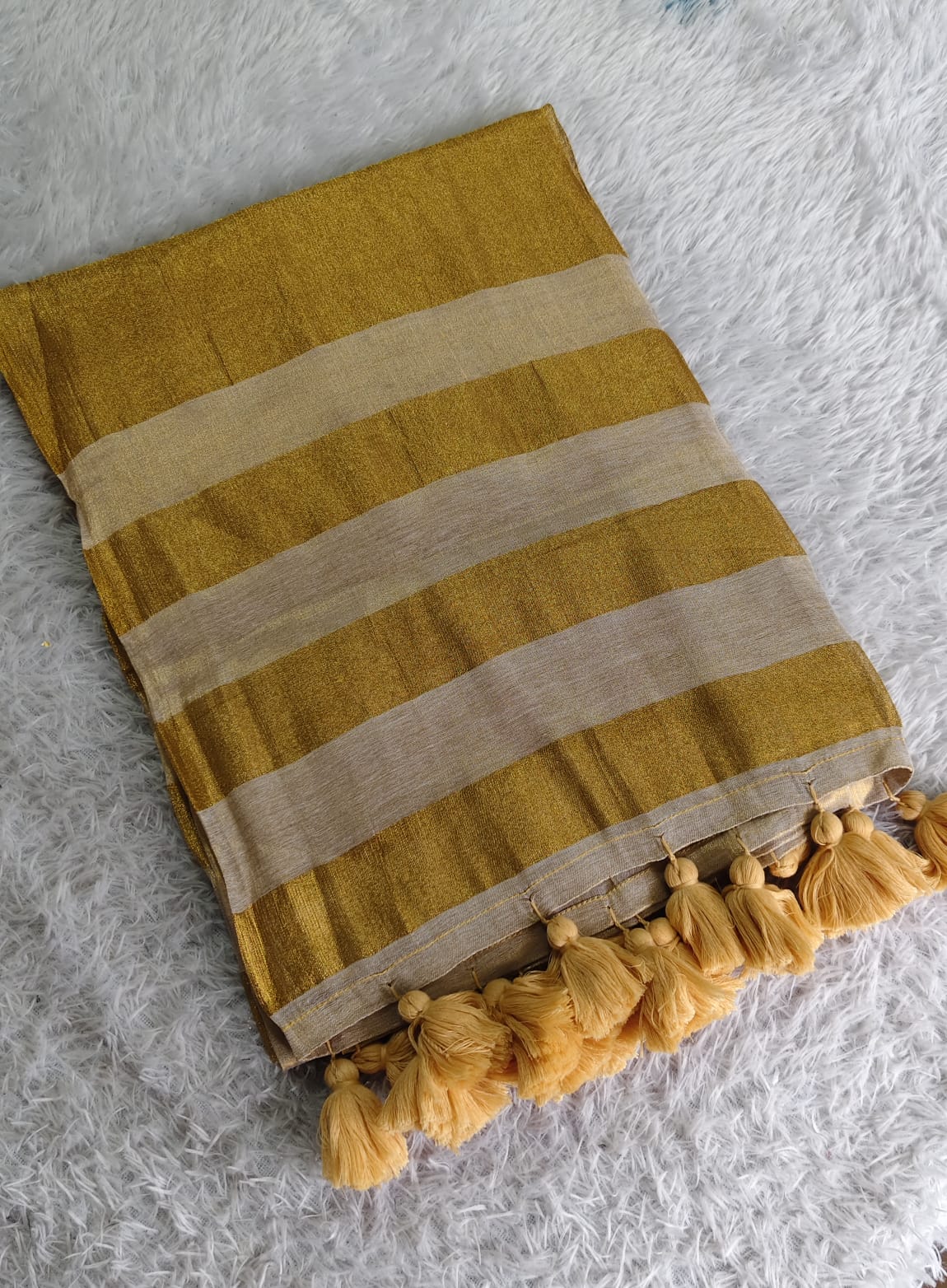 Linen tissue gold saree