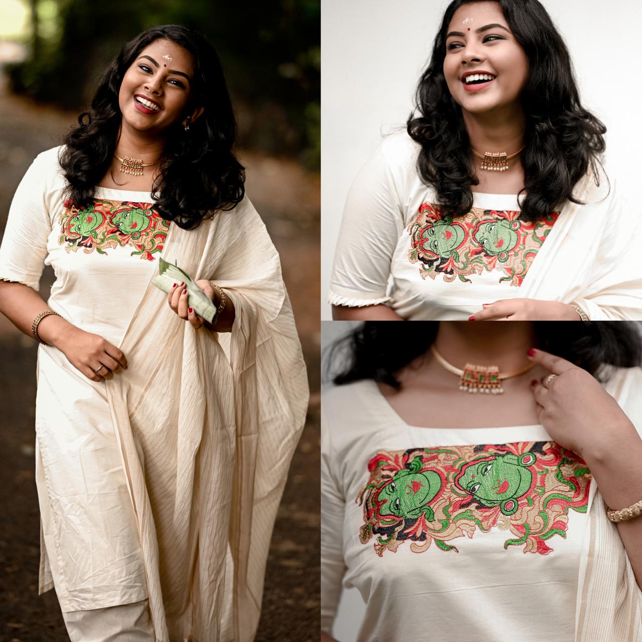 Radha krishna embroidery  churidar unsitiched material