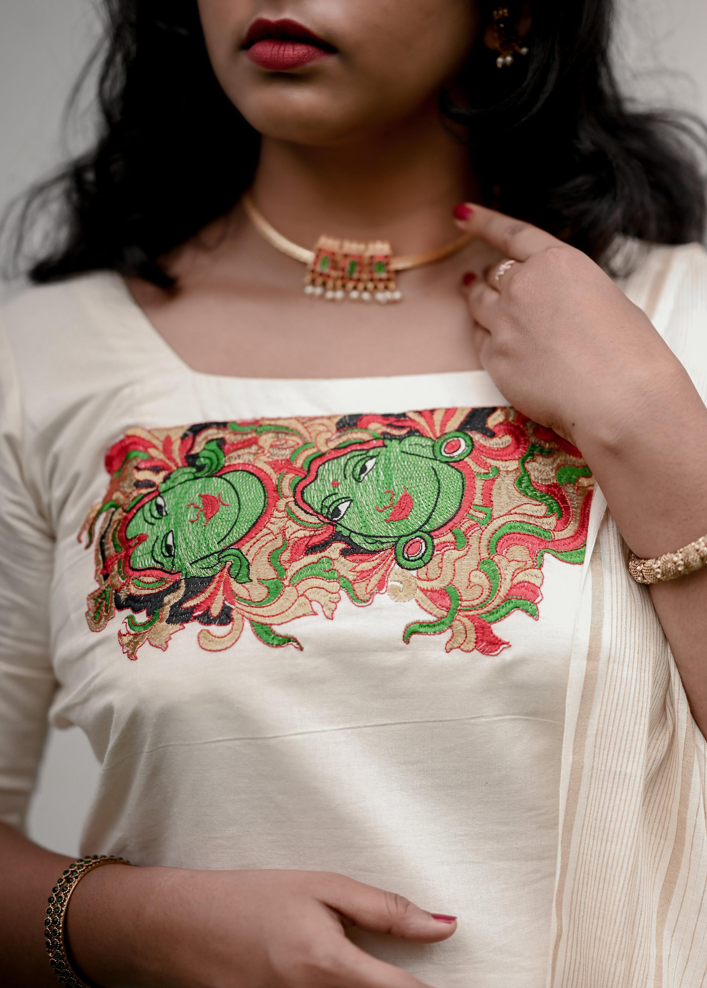 Radha krishna embroidery  churidar unsitiched material