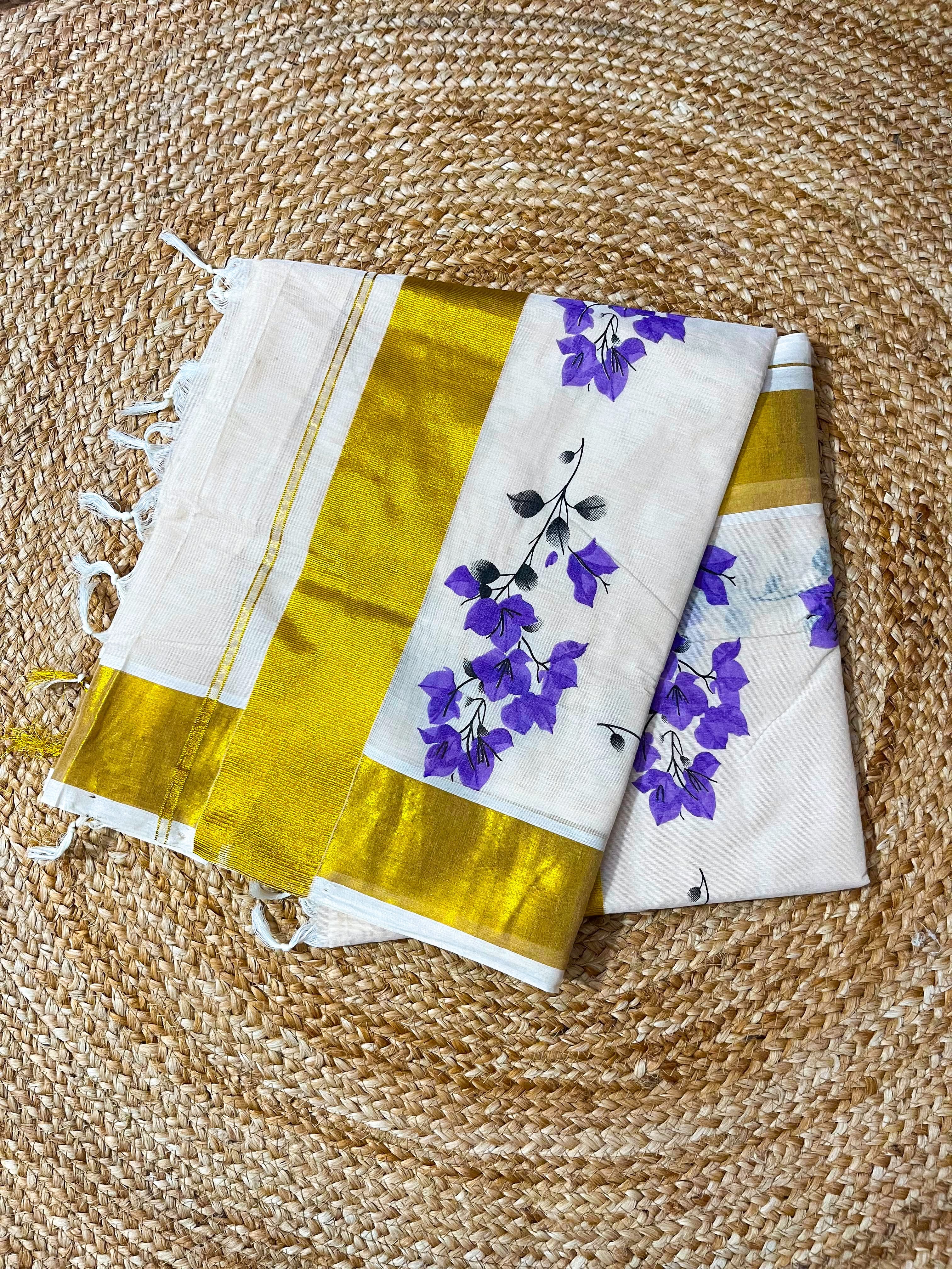 Bougainville: Premium Tussar shade cotton saree