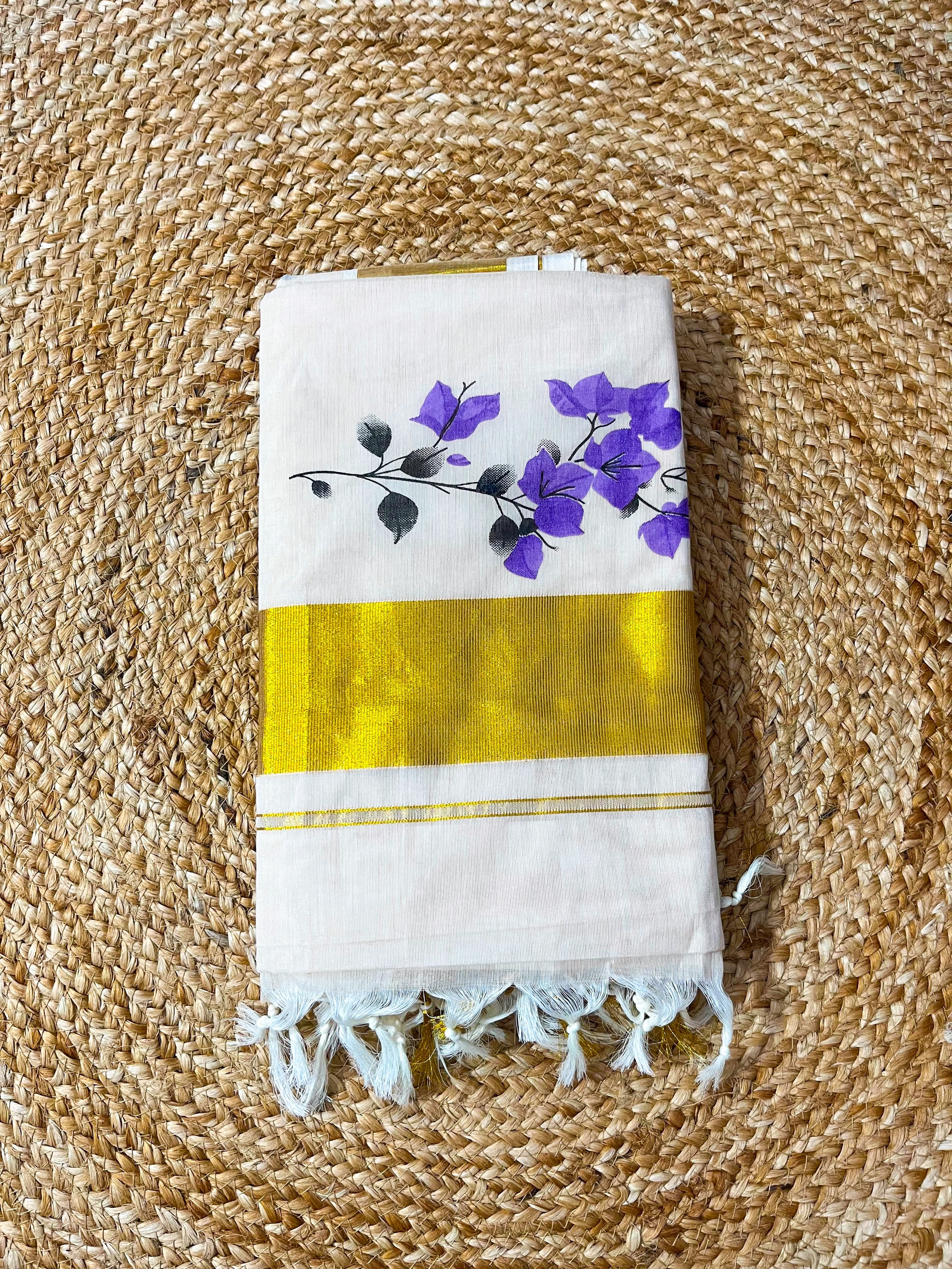 Bougainville: Premium Tussar shade cotton saree