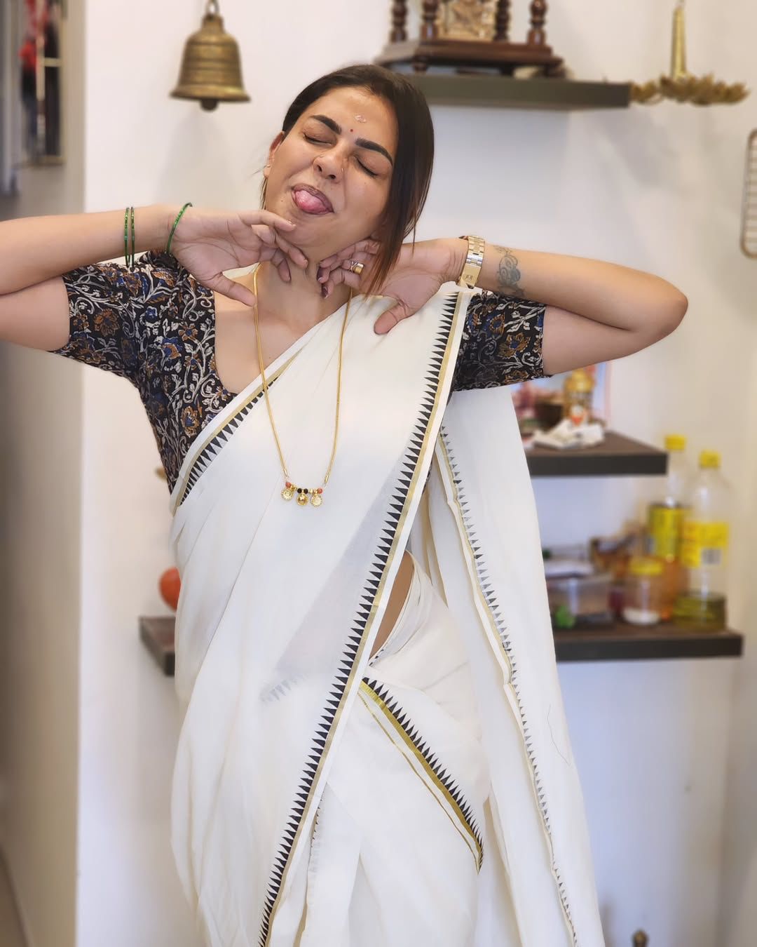 Anu Shree inspired temple set mundu 2.80 Premium quality