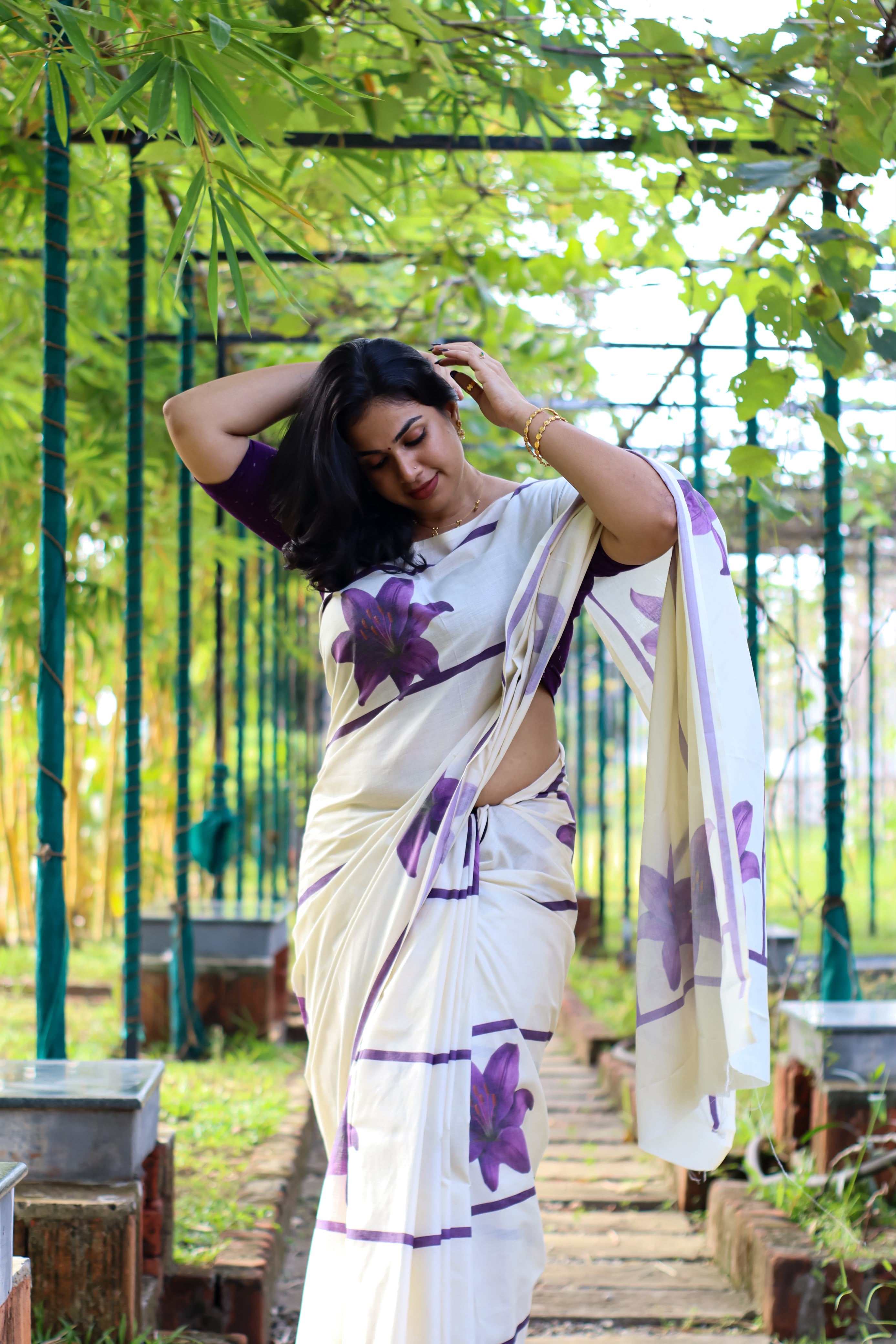 Lavender Stripes   : Pure cotton digital printed
