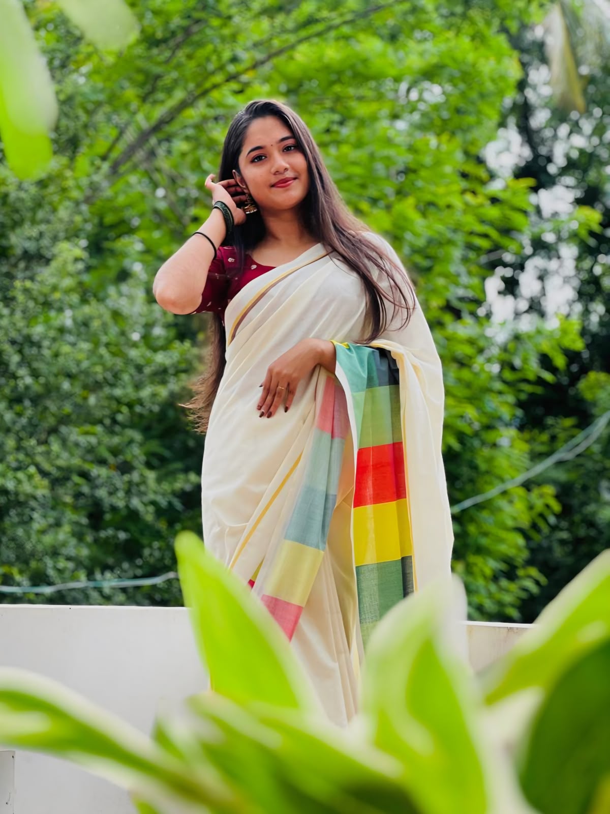 Madras check saree   : Pure cotton digital printed