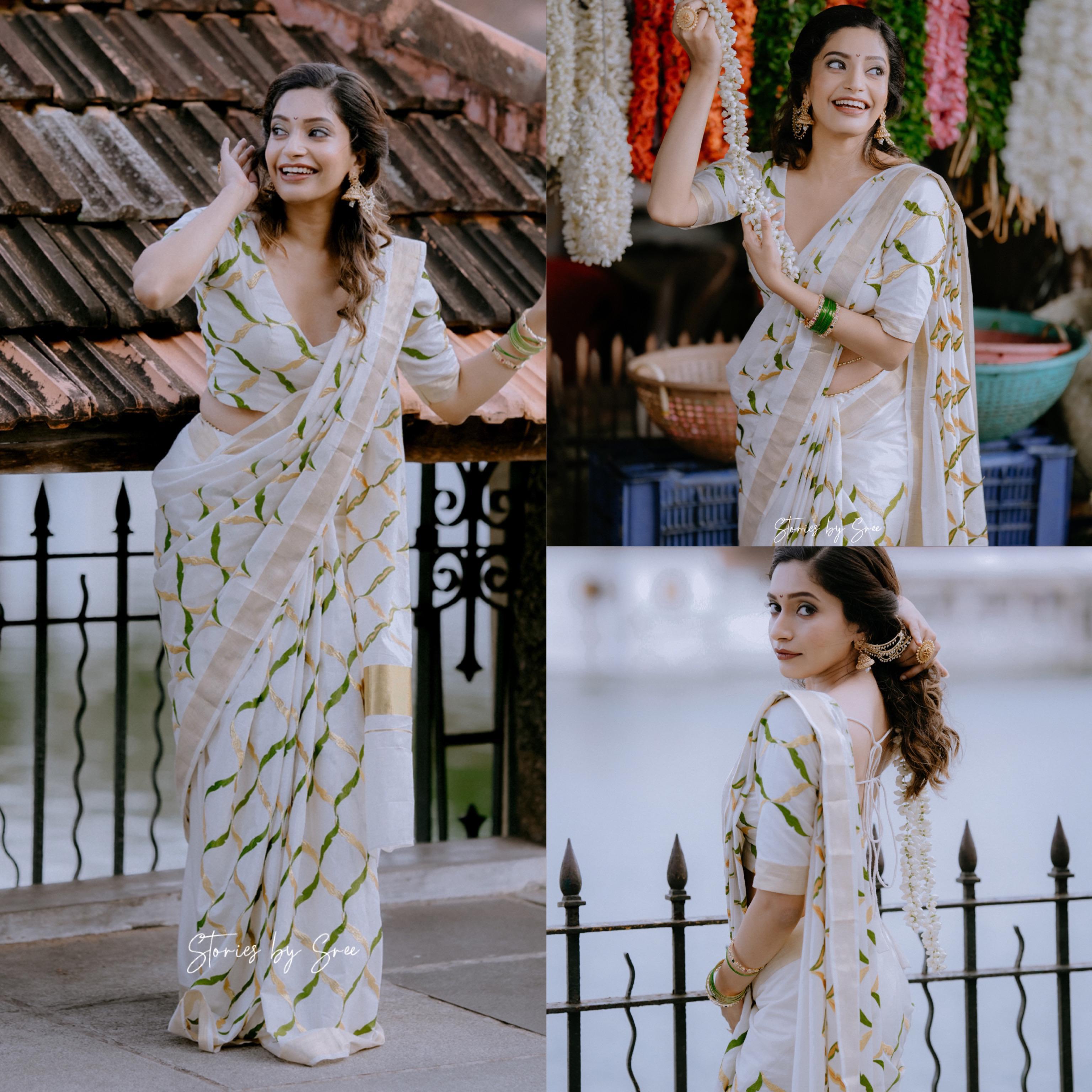 Olive chain saree