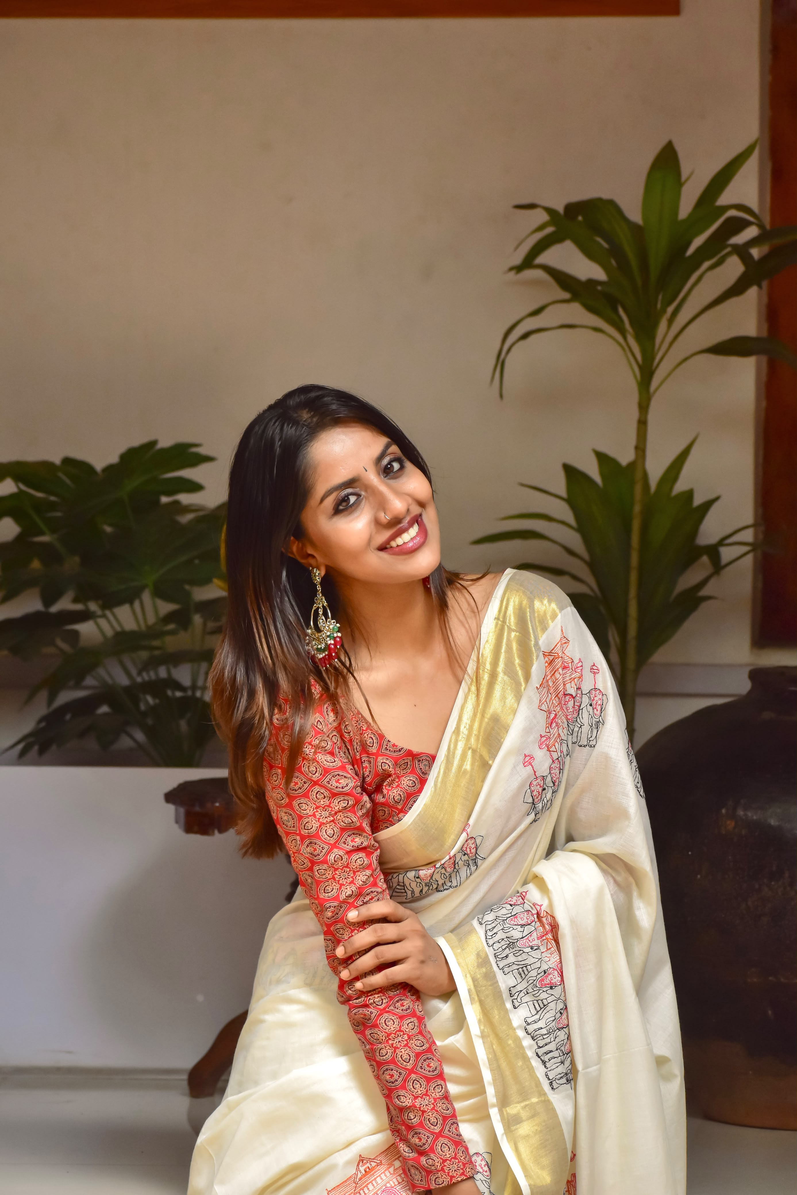 Pooram saree : Embroidered cotton Saree