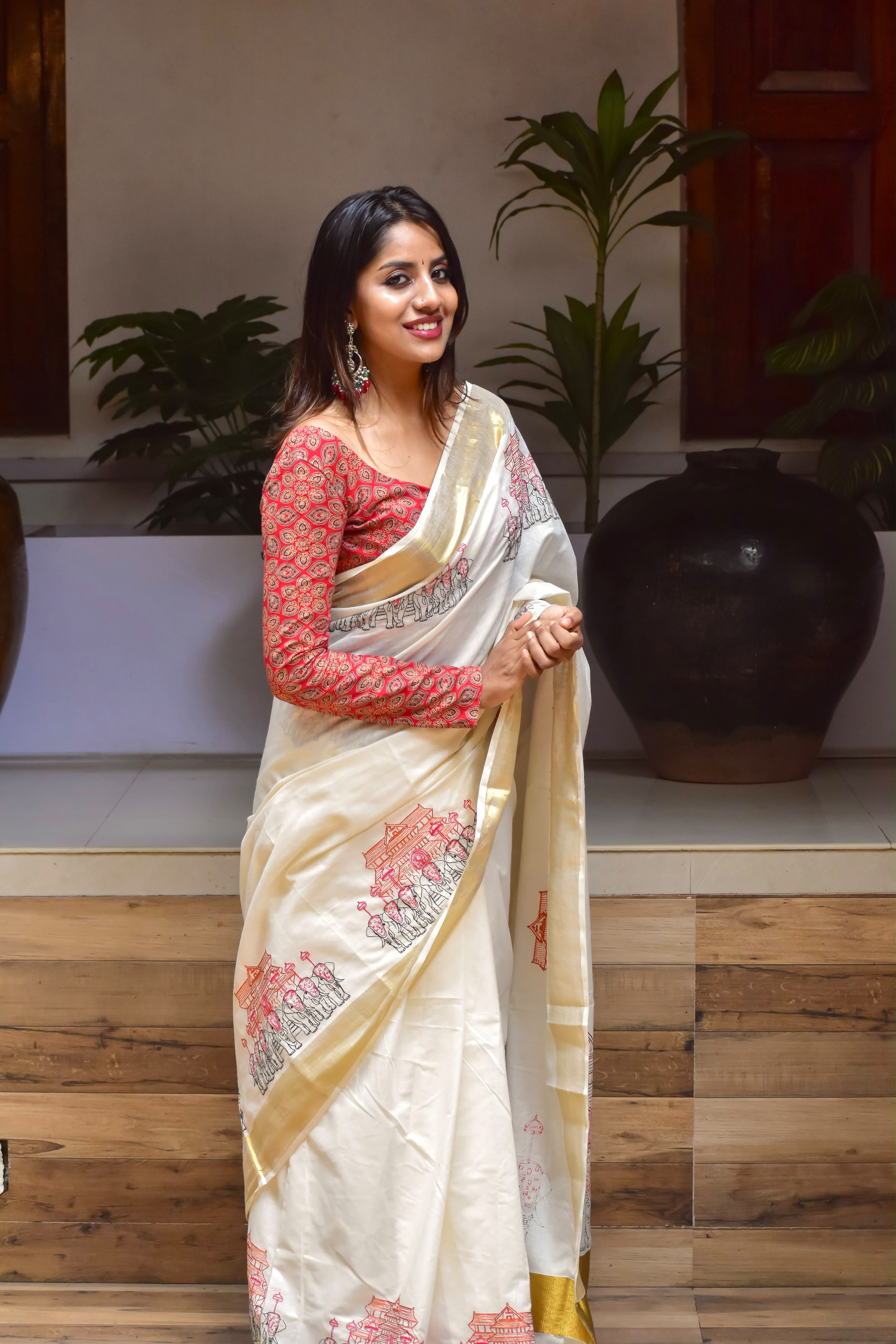 Pooram saree : Embroidered cotton Saree