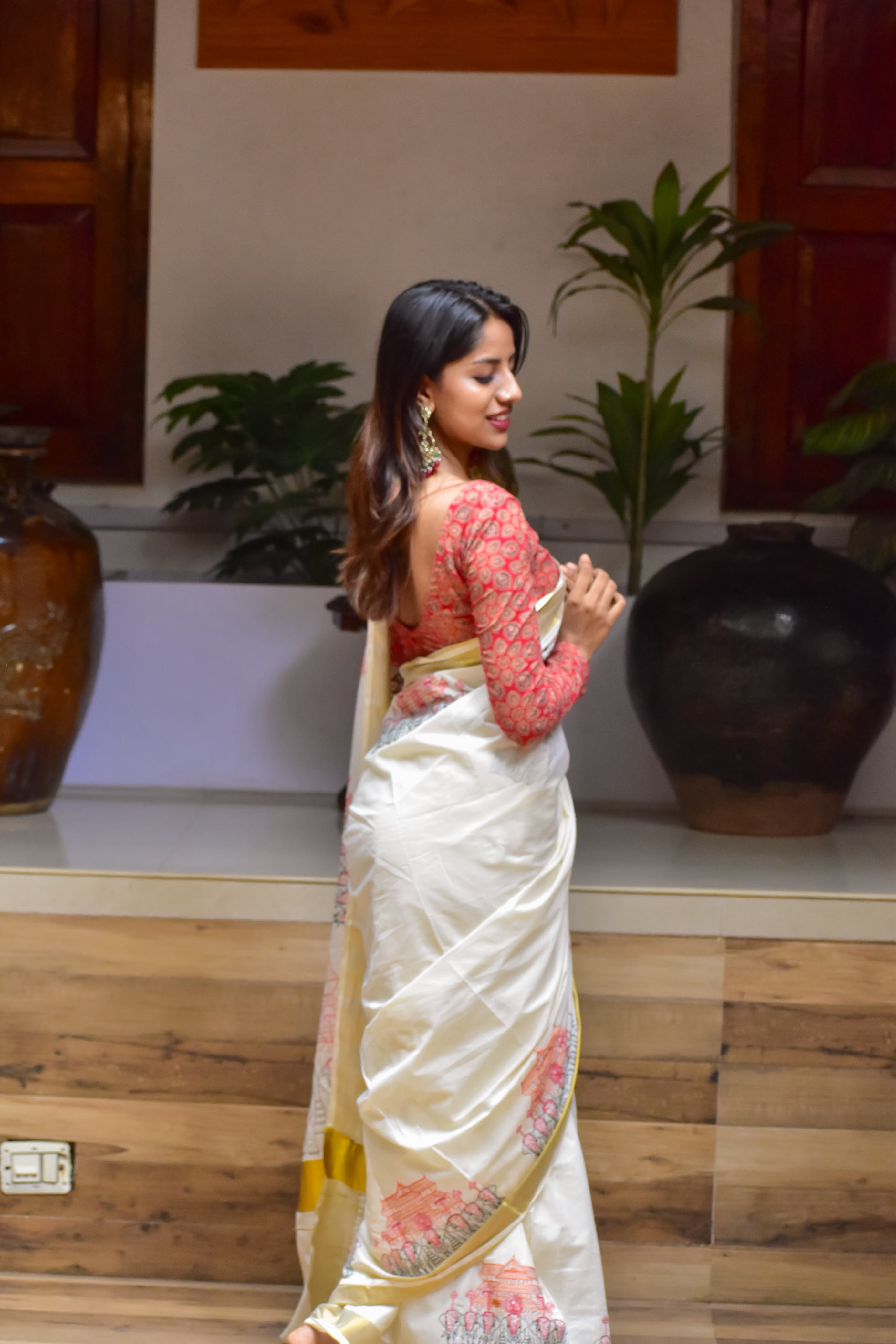 Pooram saree : Embroidered cotton Saree