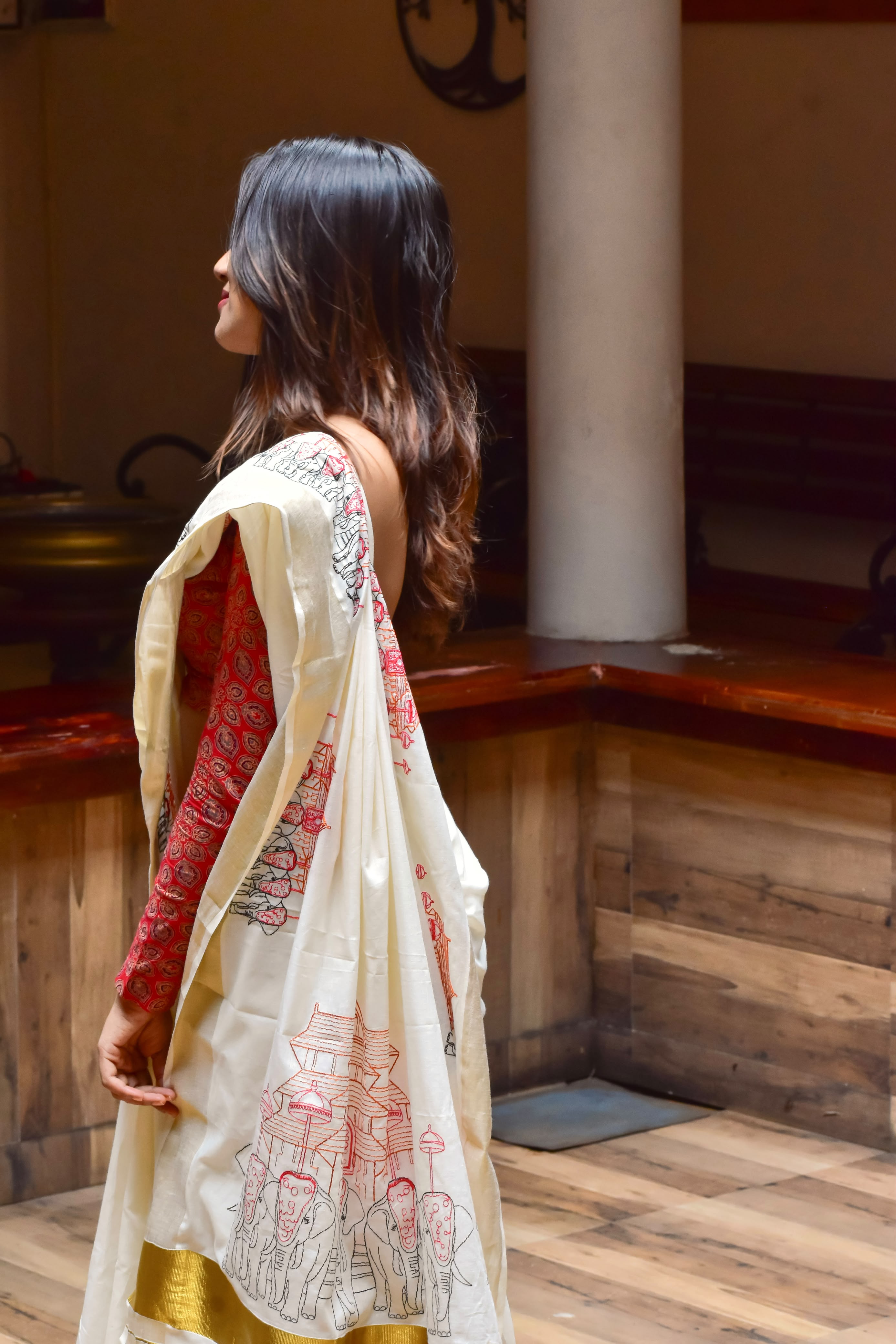 Pooram saree : Embroidered cotton Saree