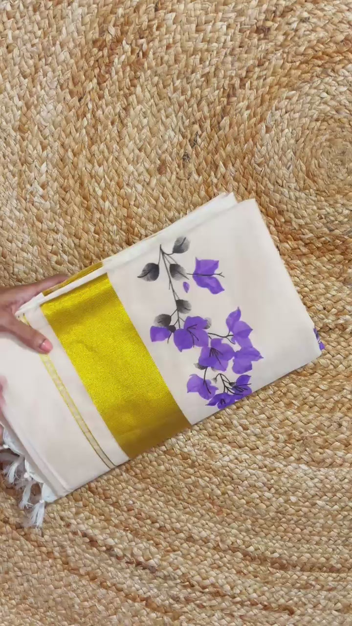 Bougainville: Premium Tussar shade cotton saree