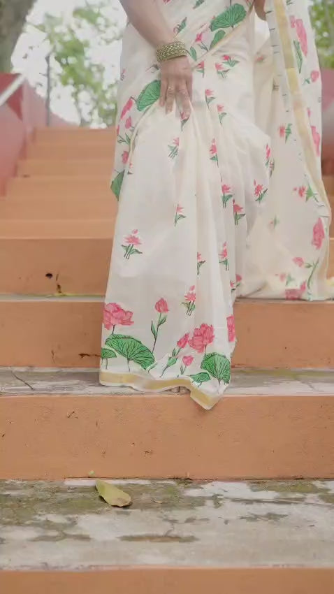 Sumangala - Small Lotus Set Saree