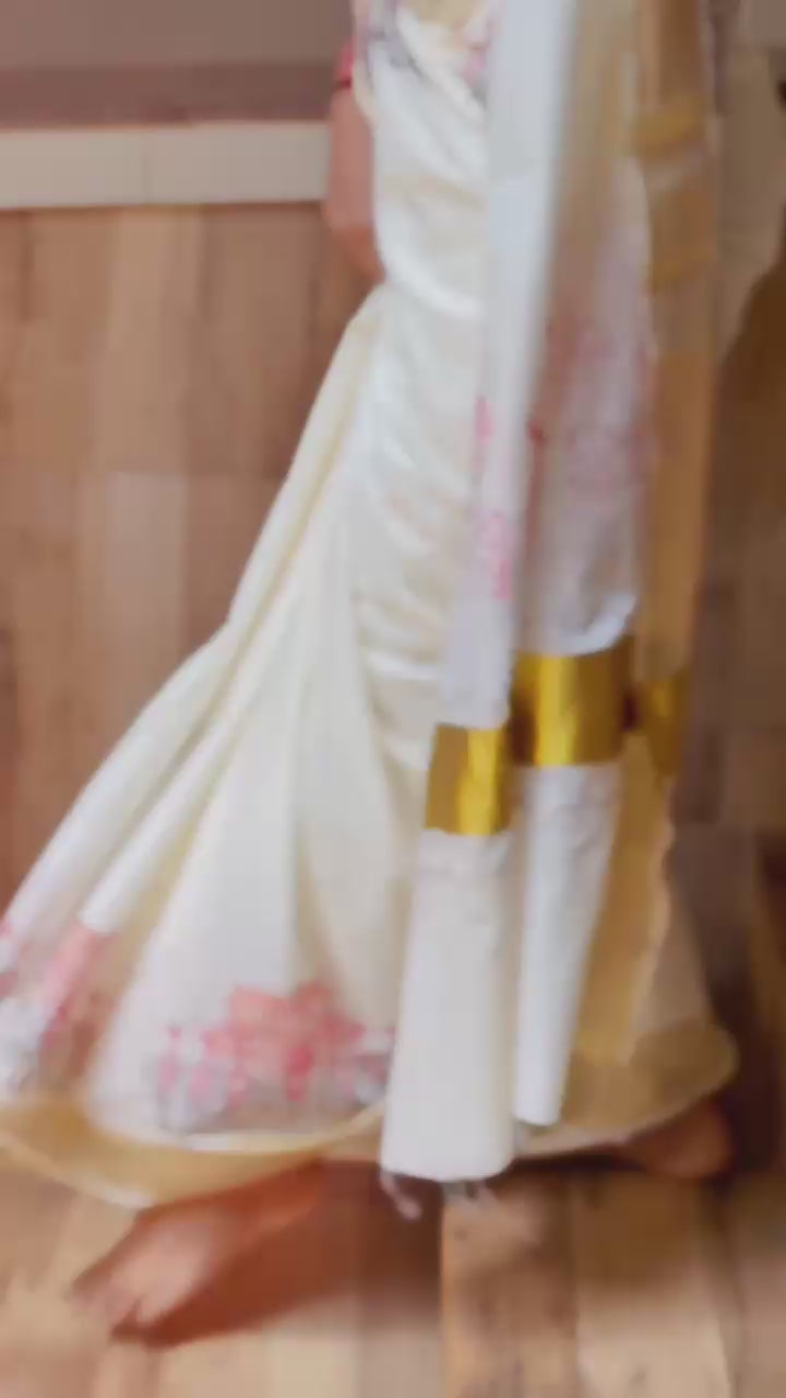 Pooram saree : Embroidered cotton Saree