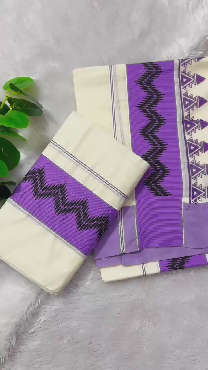 Midhunam : kattikara temple printed set mundu